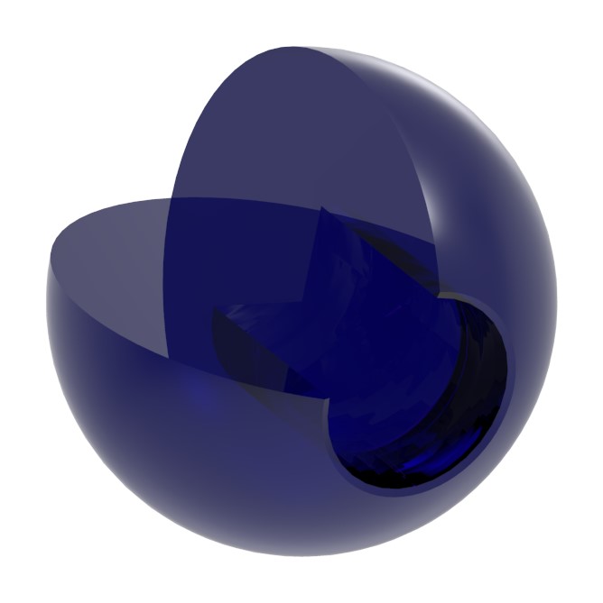 Glaskugel blau Ø 30mm mit Sackloch 12,3mm