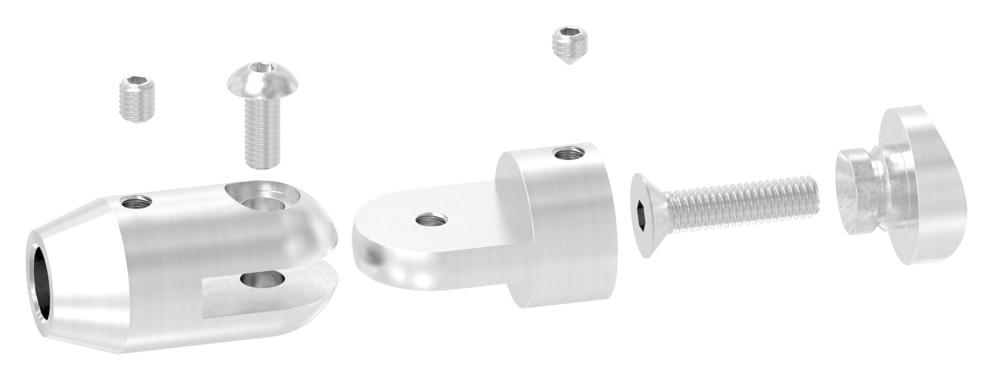 Querstabhalter mit Gelenk (zum Stoßen von vorne) 42,4mm Rohr, 10,2mm Bohrung, V2A