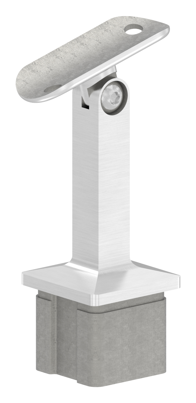 Rohrabschlussstopfen mit Gelenkstift für Rohr 40x40x3mm, V2A