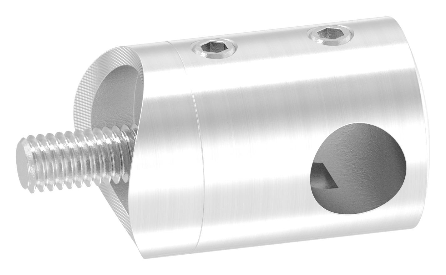 Querstabhalter für 33,7mm Rohr, Sackloch rechts 10,2mm, V2A