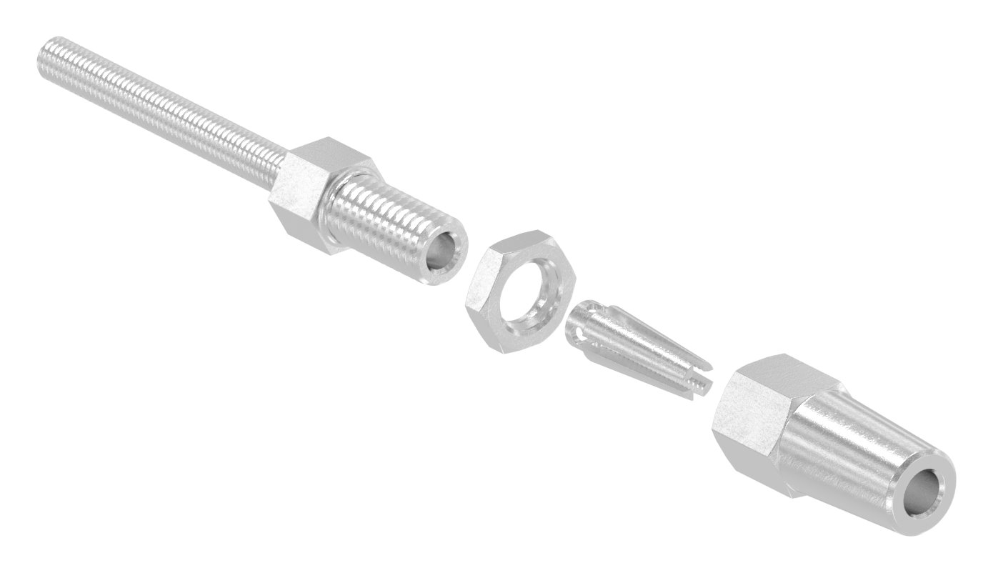 Gewindeterminal zur Selbstmontage für Seil Ø 3mm und Gewinde M5, V4A