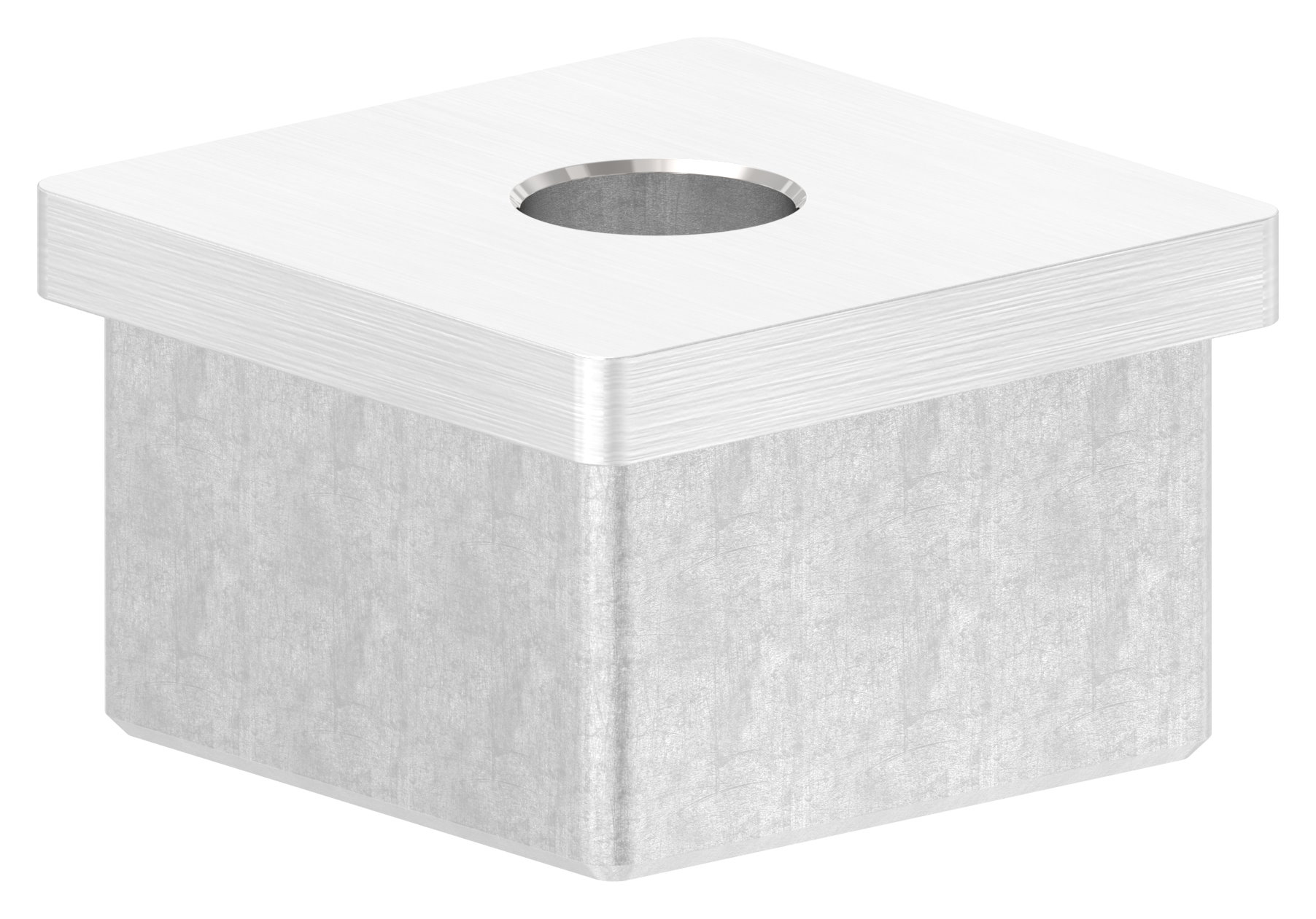 Einsteckkappe mit Bohrung Ø 12mm für Rohr 40x40x2,0mm, V2A