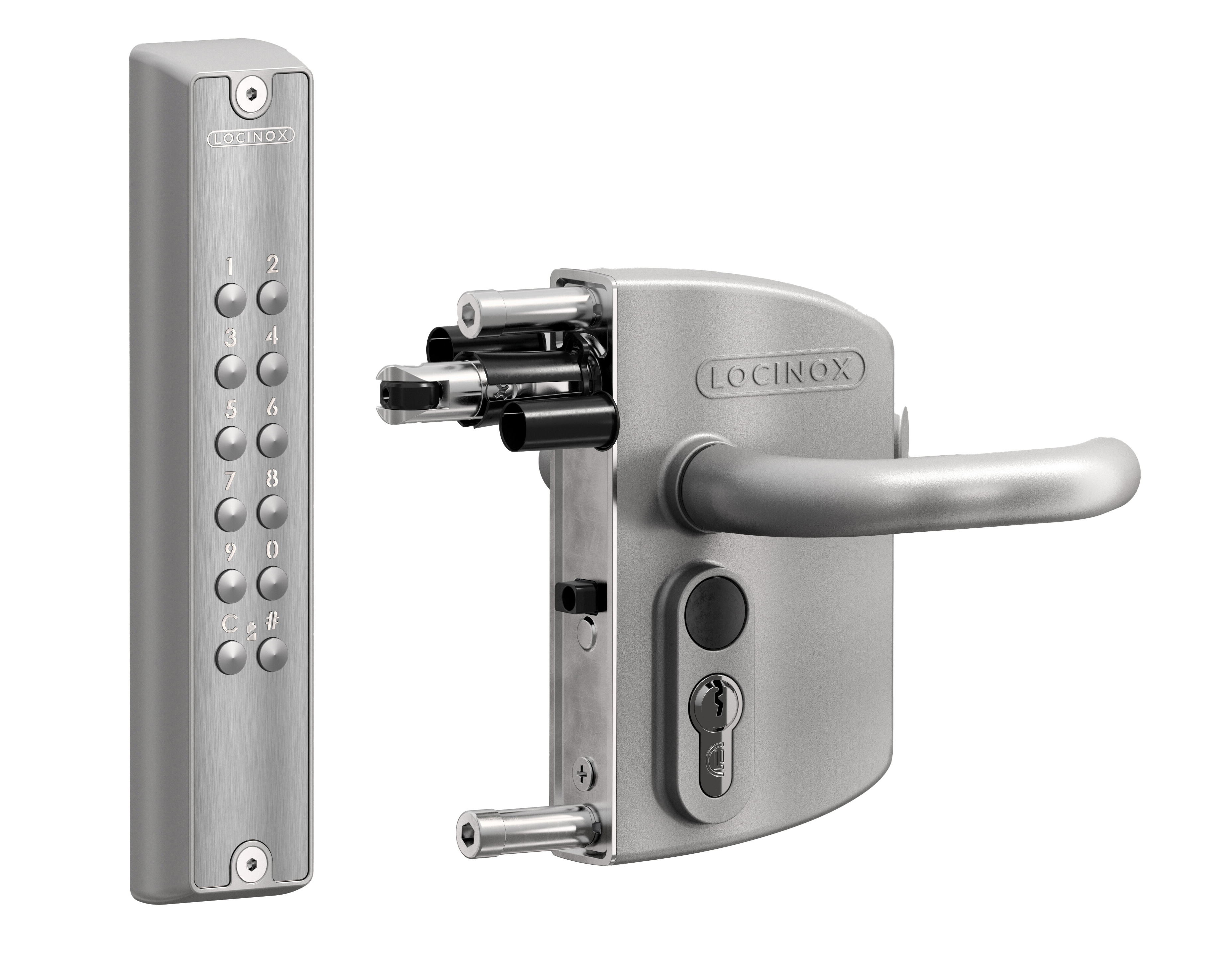 VOLTA Aufbauschloss LNKQ mit einseitiger Codetastatur, Farbe silber