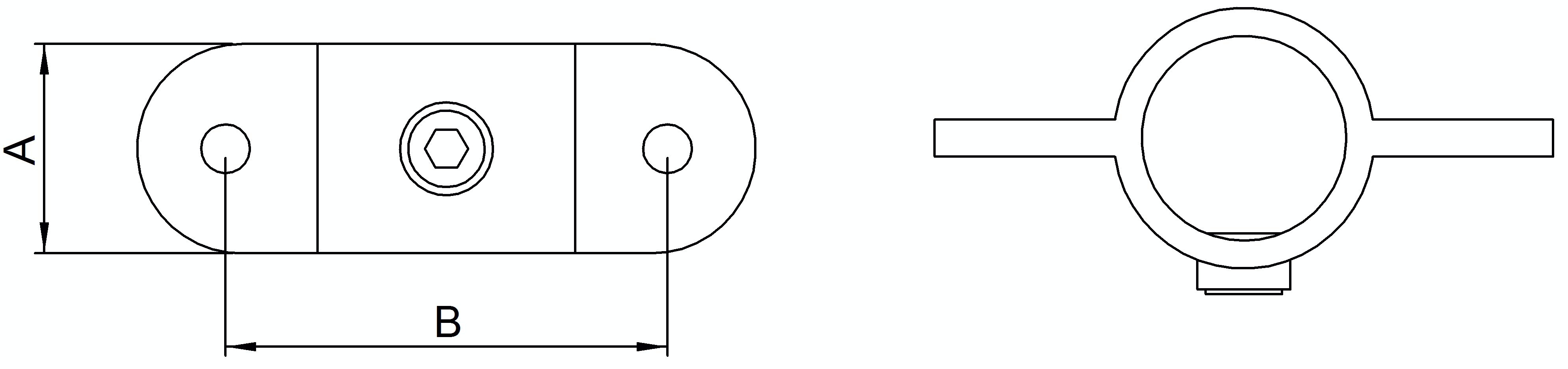 Halter mit 2 Laschen, 180°, für Rohr Ø 33,7mm