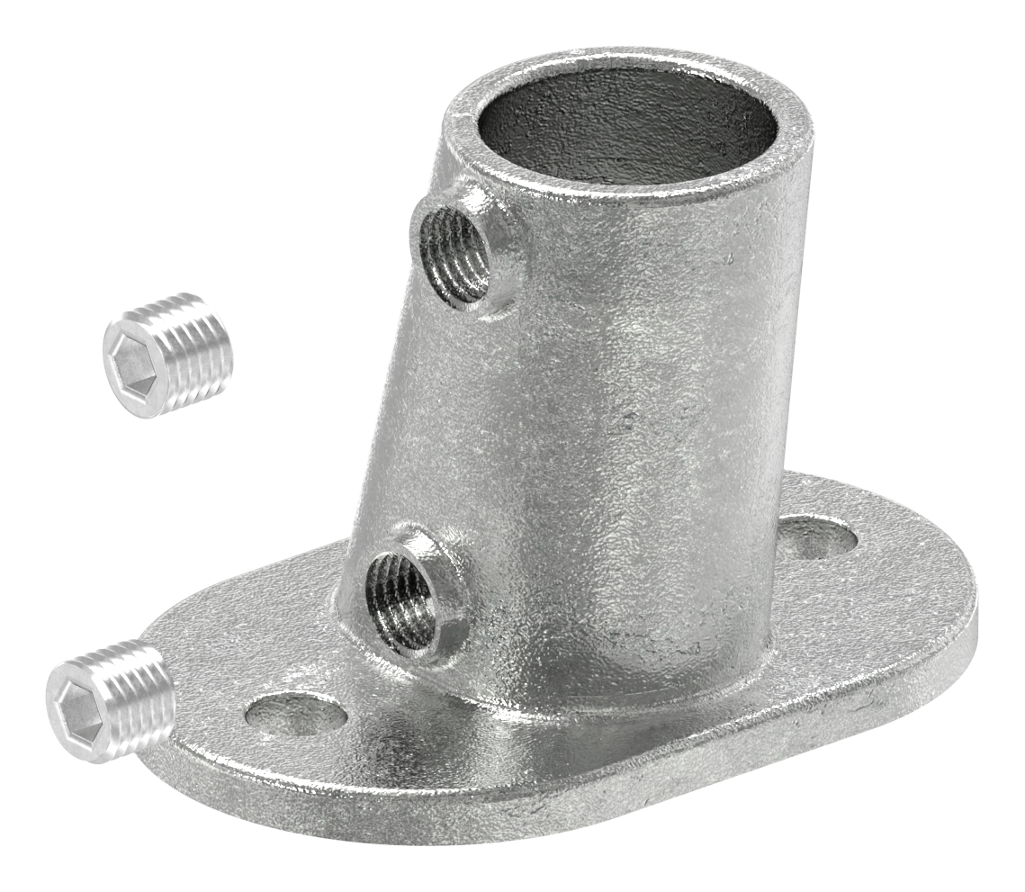 Fußplatte variabel mit 2 Bohrungen, für Rohr Ø 42,4mm