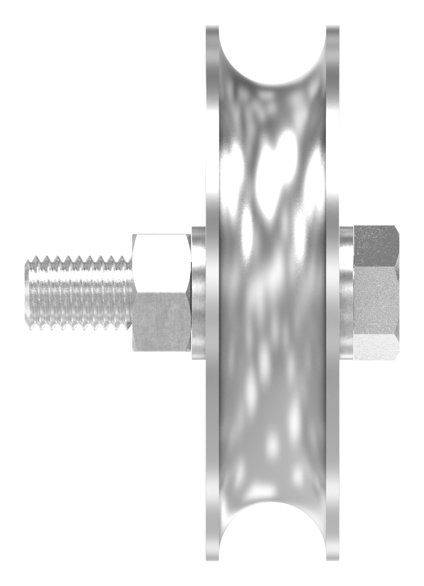 Schiebetorrolle Ø 100mm mit Rundrille Ø 20mm, V4A