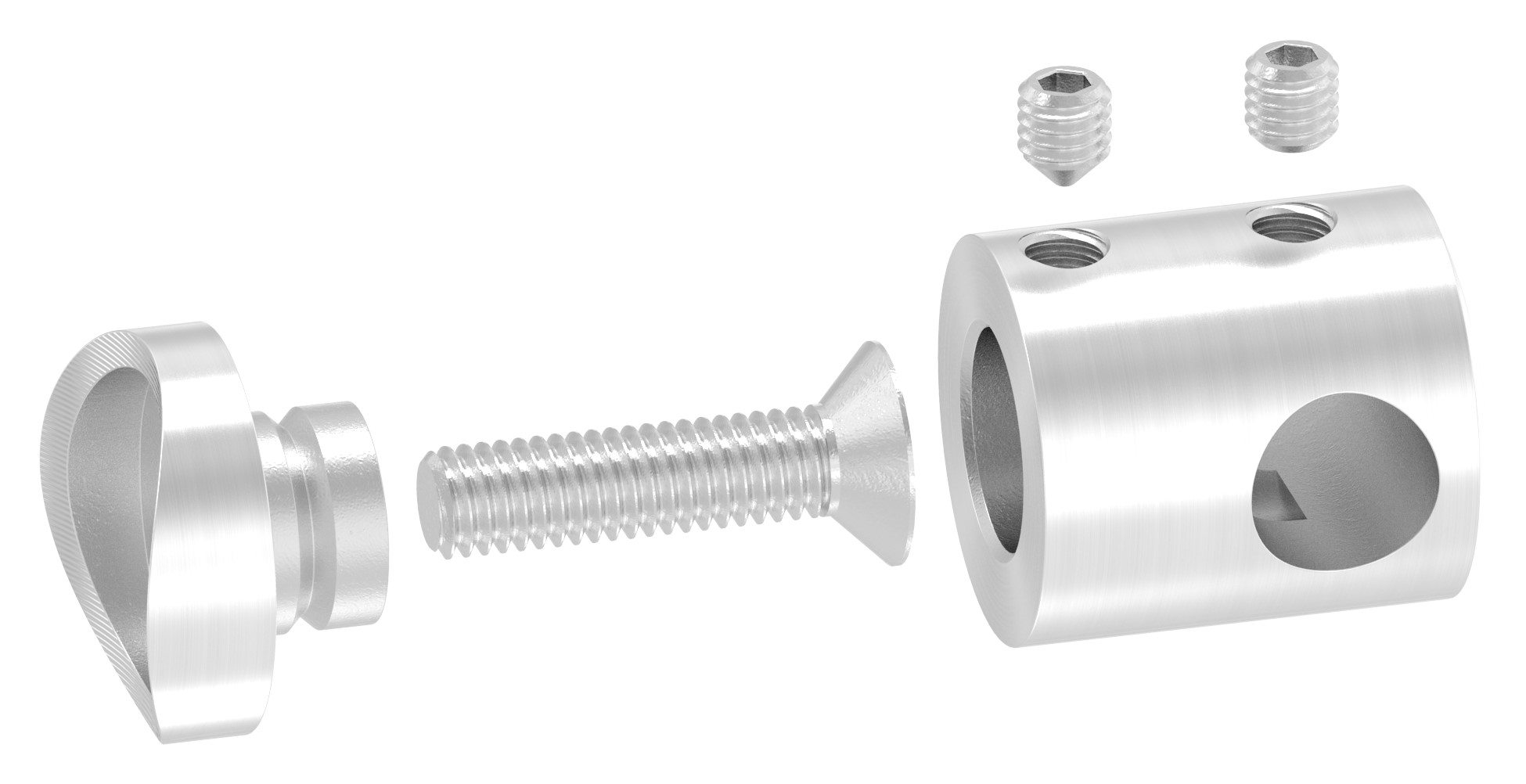 Querstab-Endhalter f. 42,4mm Rohr m. Sackloch rechts 10,2mm, V2A
