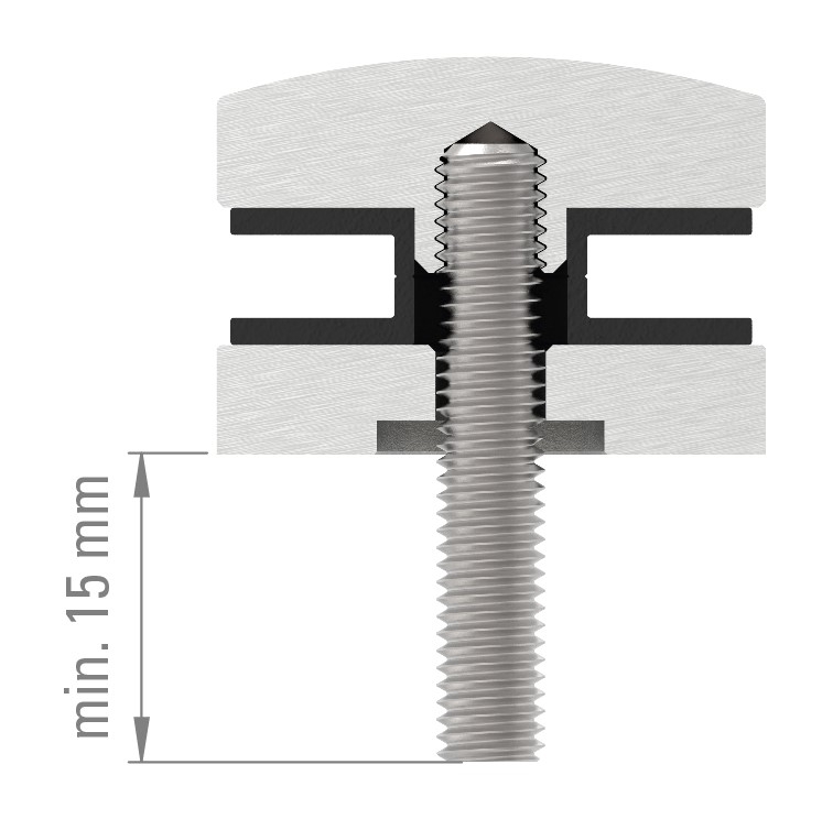 Oberteil für 62mm Glaspunkthalter, V2A
