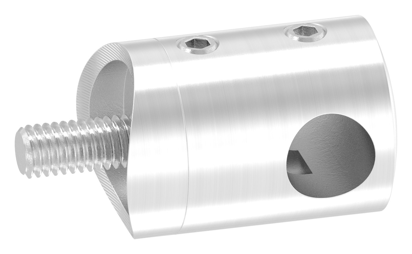 Querstab-Endhalter f. 42,4mm Rohr m. Sackloch rechts 10,2mm, V2A