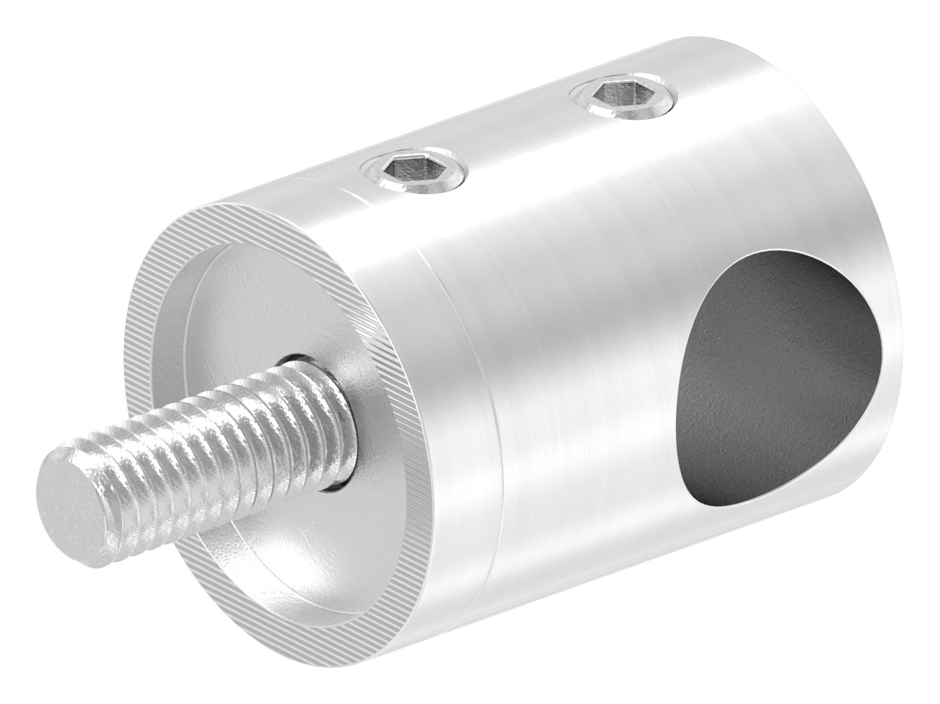 Querstabhalter für geraden Anschluss, Sackloch rechts 12,2mm, V2A