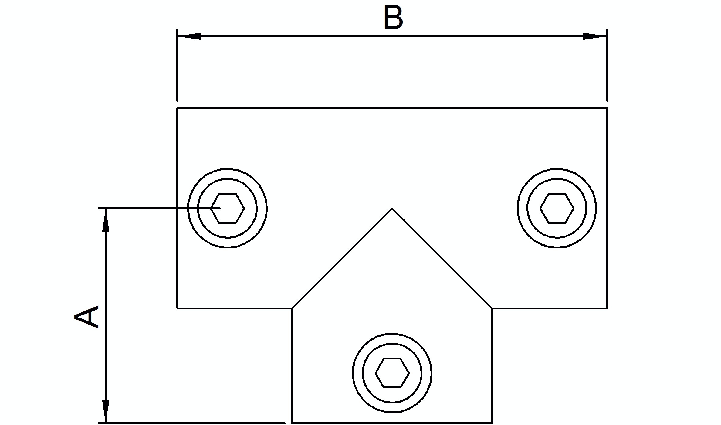 T-Stück lang, für Rohr Ø 33,7mm