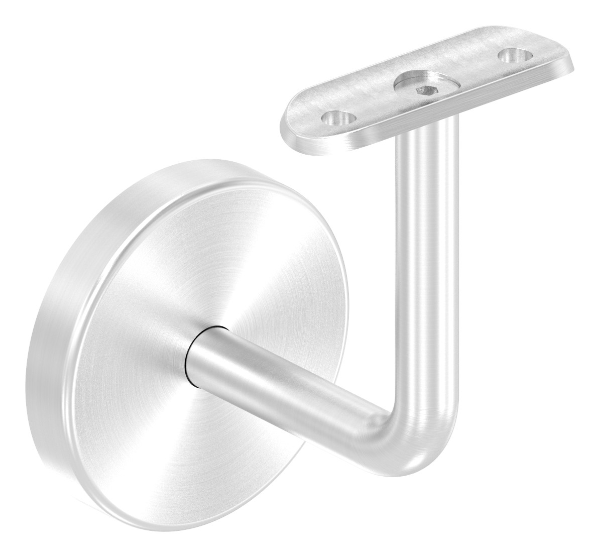 Handlaufhalter mit Handlaufanschlussplatte und Abdeckrosette (Ronde und Bügel verschweißt), V2A