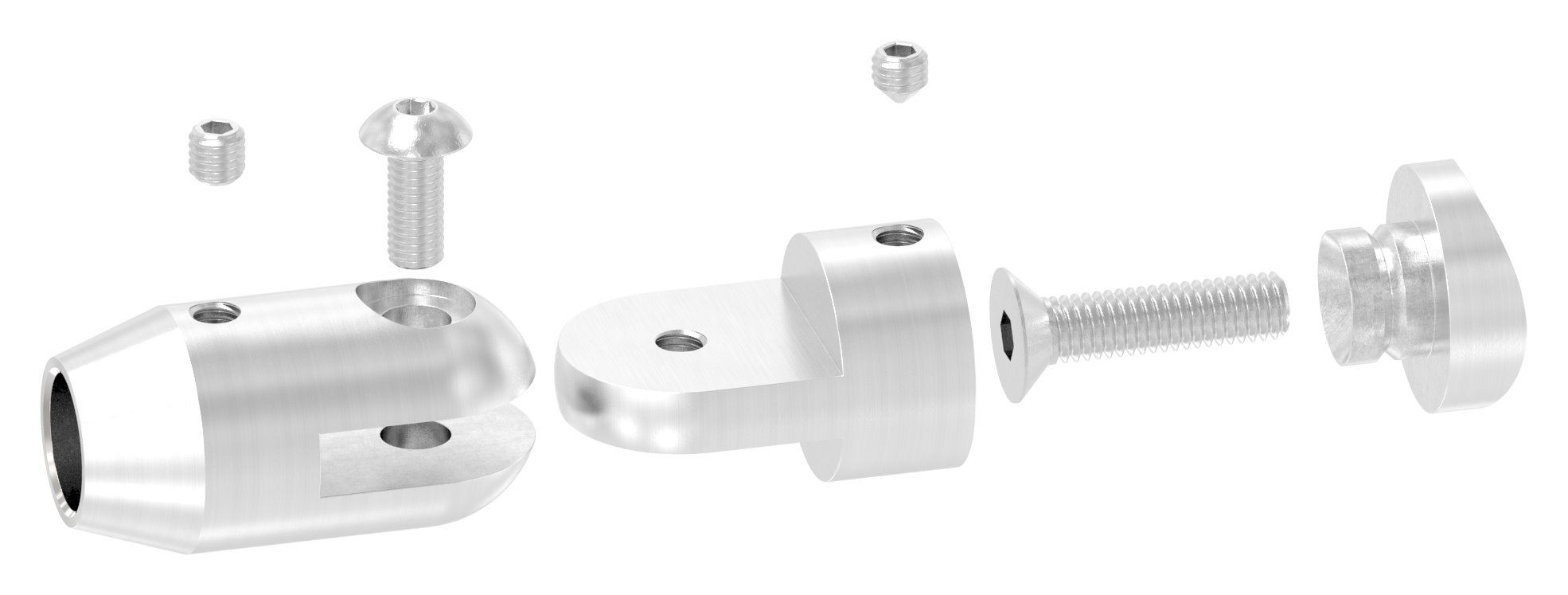 Querstabhalter mit Gelenk (zum Stoßen von vorne) 42,4mm Rohr, 12,2mm Bohrung, V2A