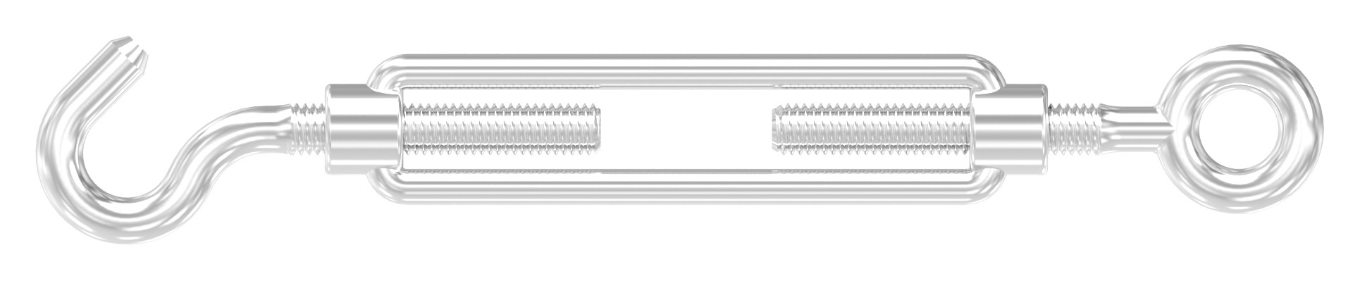 Spannschloss mit Öse / Haken, Rundeisen: 8mm, V4A
