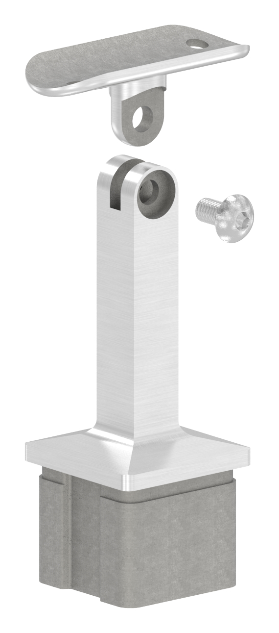 Rohrabschlussstopfen mit Gelenkstift für Rohr 40x40x2mm, V2A