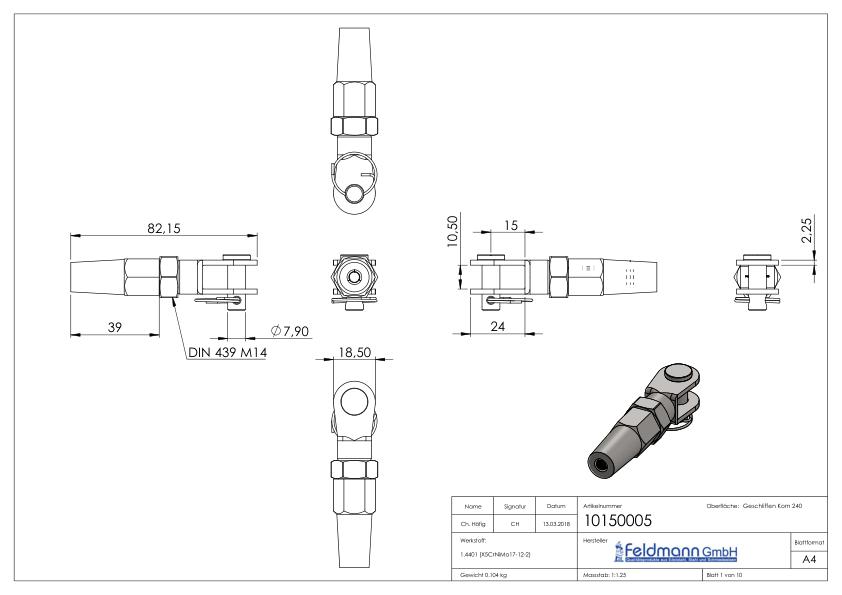 Gabelterminal zur Selbstmontage für Seil Ø 5mm, V4A