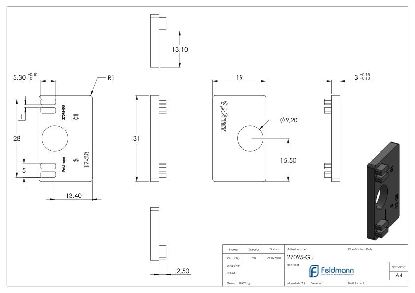 Gummi für Mod. 27, VSG-Glas 9,52mm Gummi für Mod. 27, VSG-Glas 9,52mm