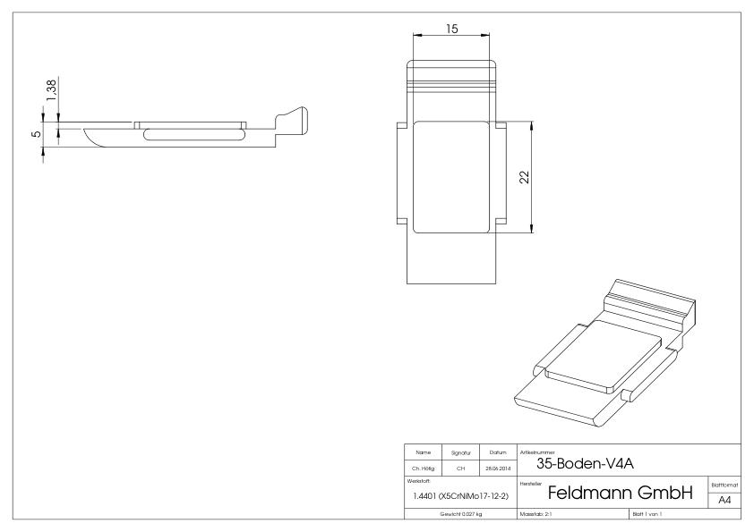 Sicherungsplatte für Mod. 35 , V4A