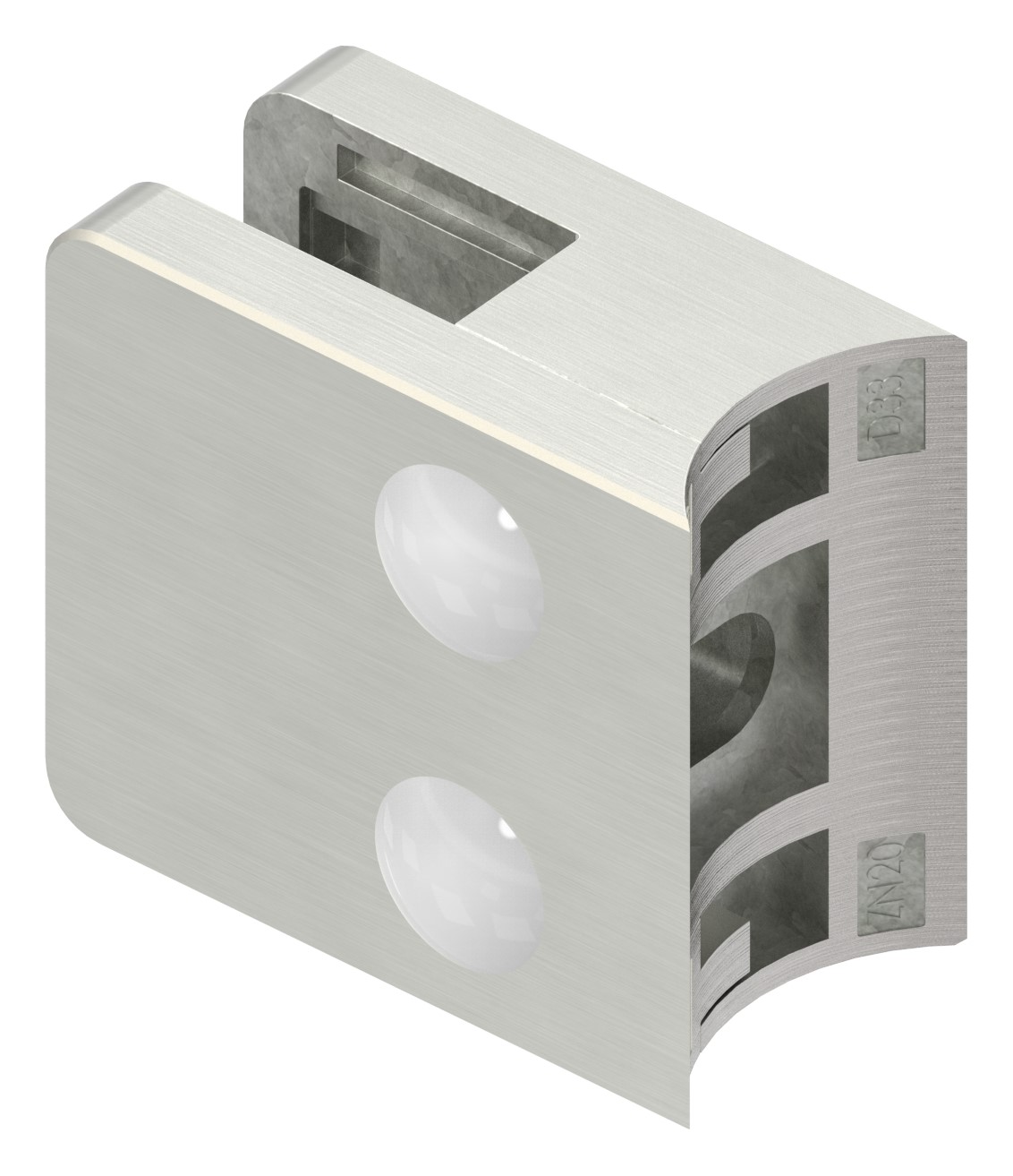 Glasklemme Mod. 31, Anschluss: 33,7mm, VA-Effekt Glasklemme Mod. 31, Anschluss: 33,7mm, VA-Effekt