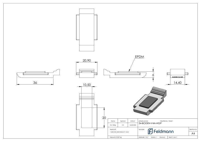 Sicherungsplatte für Mod. 34 , V4A