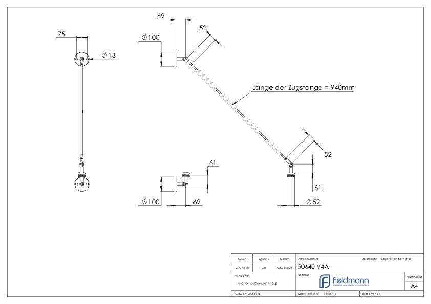 Vordachsystem abgehangen, V4A