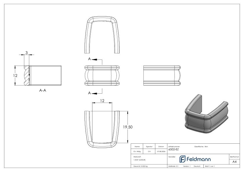 Einzelfertigbund 12x3- 12/19,5