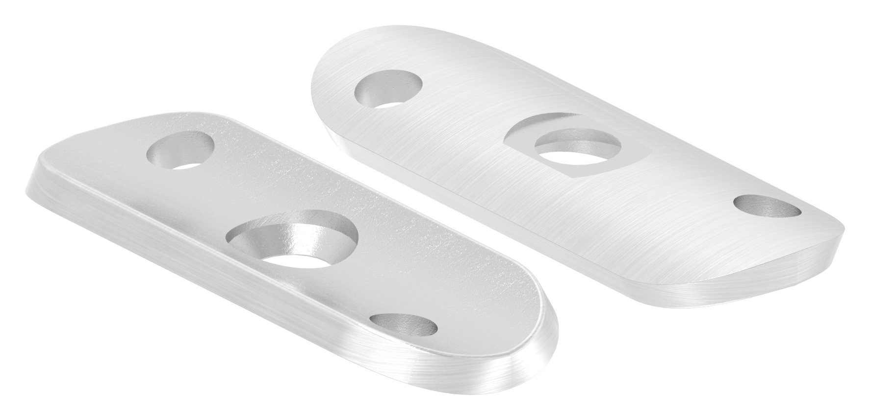 Handlaufanschlussplatte, 42,4mm, Bohrungen versetzt, V4A