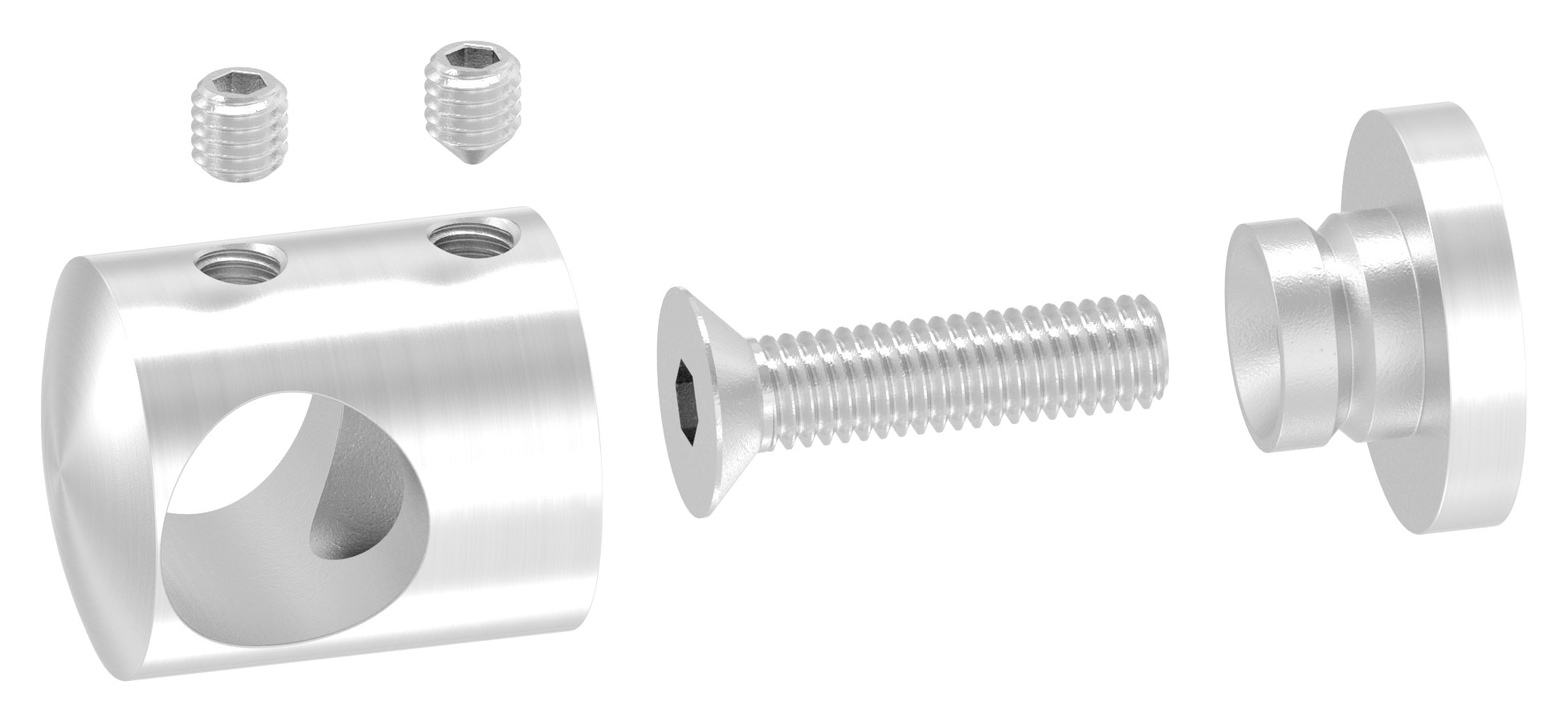 Querstabhalter für geraden Anschluss, 14,2mm Bohrung, V2A