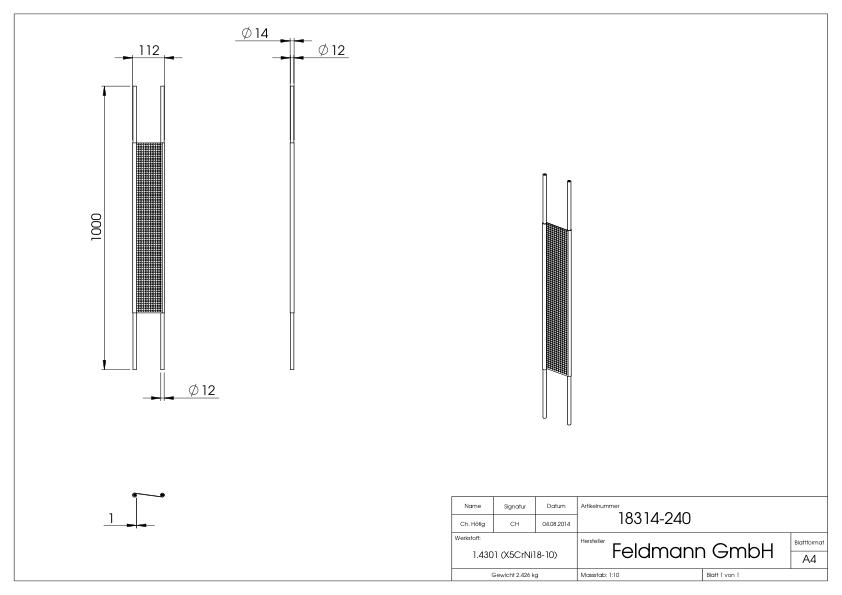 Designstab mit Lochblech, V2A