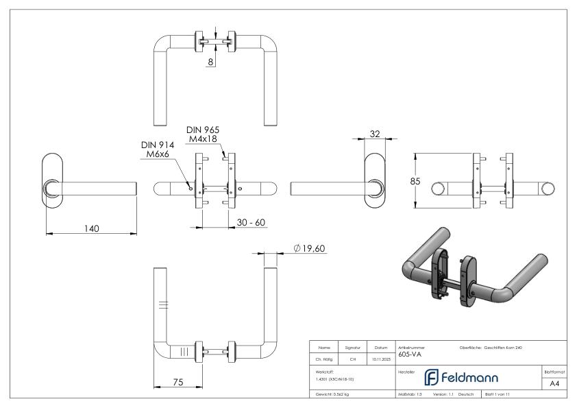 Türdrücker-Paar, V2A