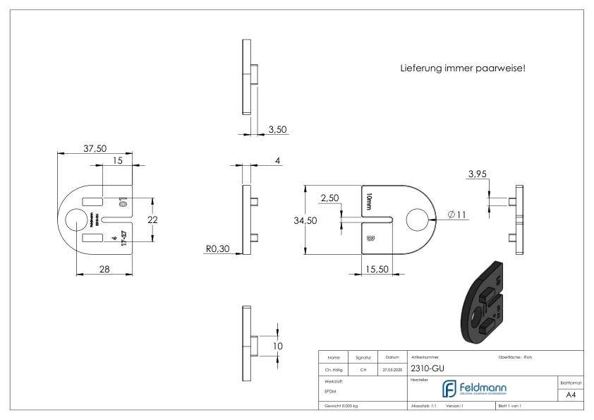 Gummi für Mod. 23 - für ESG 10mm Gummi für Mod. 23 - für ESG 10mm