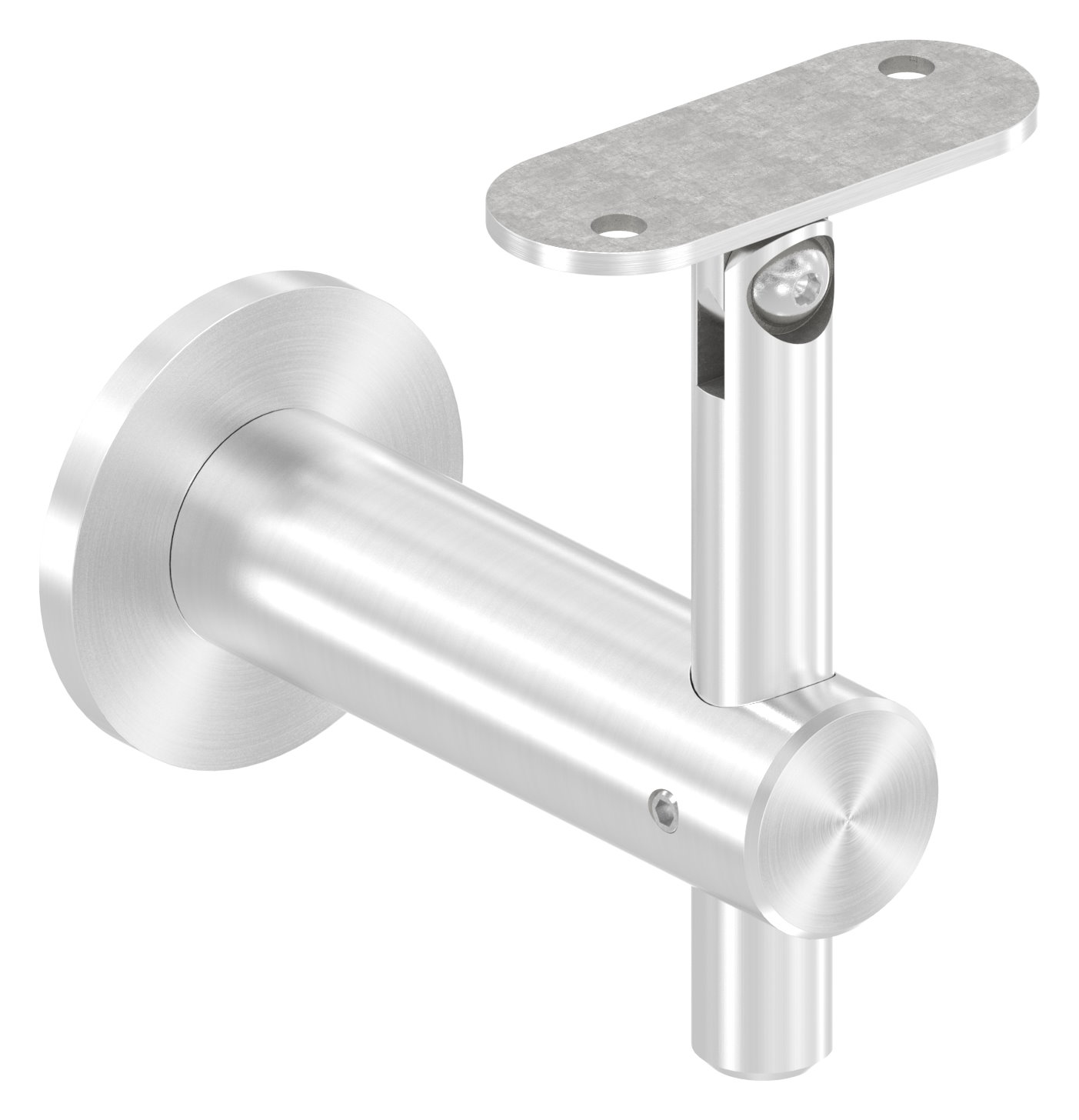 Handlaufhalter mit Gelenk, Handlaufanschlussplatte flach, V2A