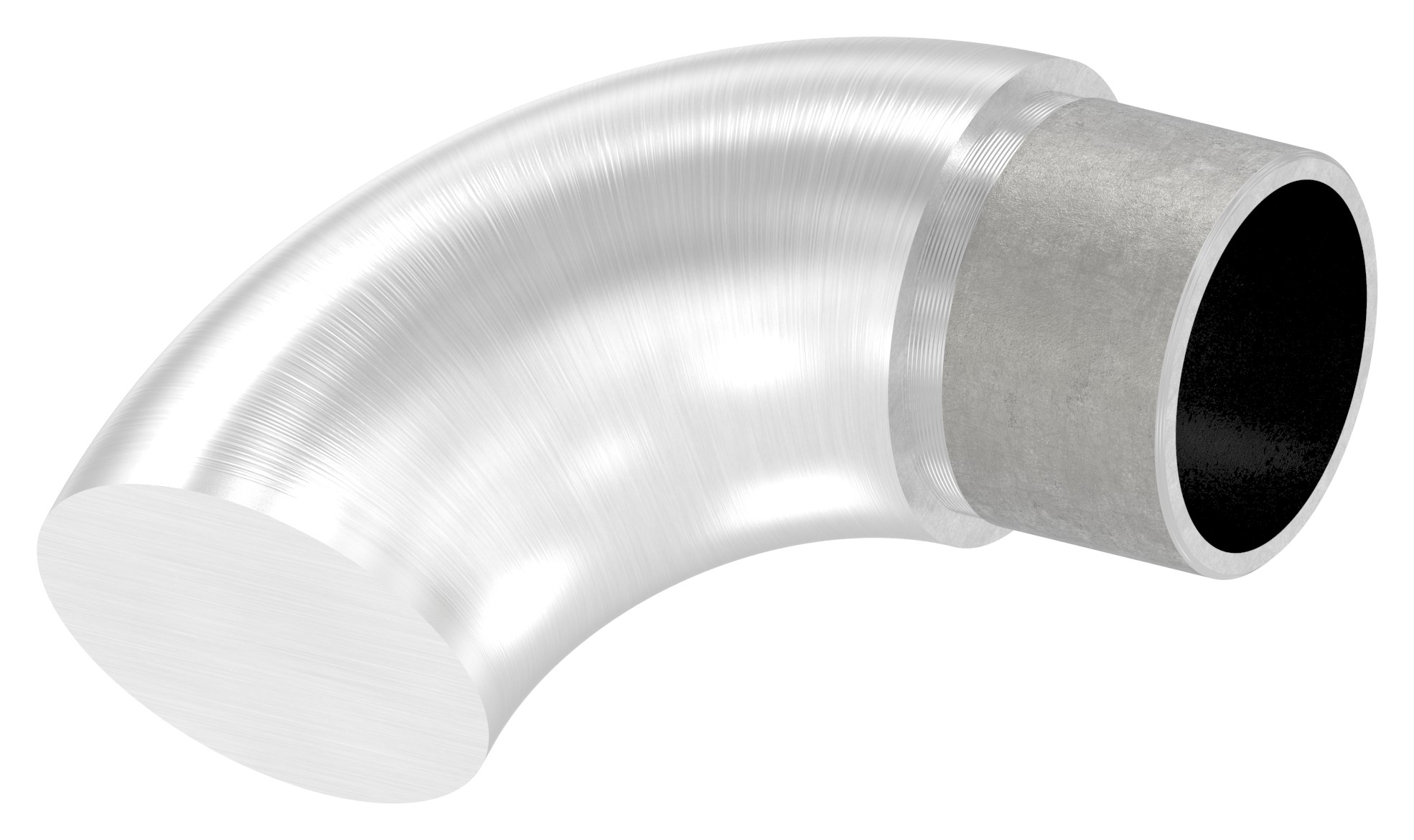 Endbogen 90° flach, für Rohr 33,7x2,0mm, V4A