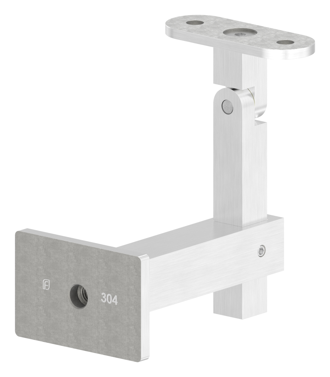 Handlaufhalter eckig mit gerader Handlaufanschlussplatte, V2A