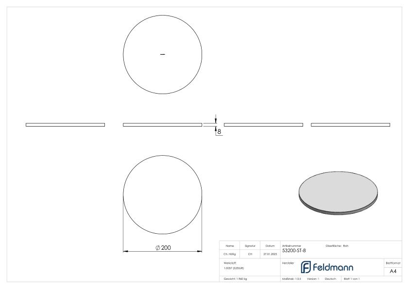 Ronde 200x8mm