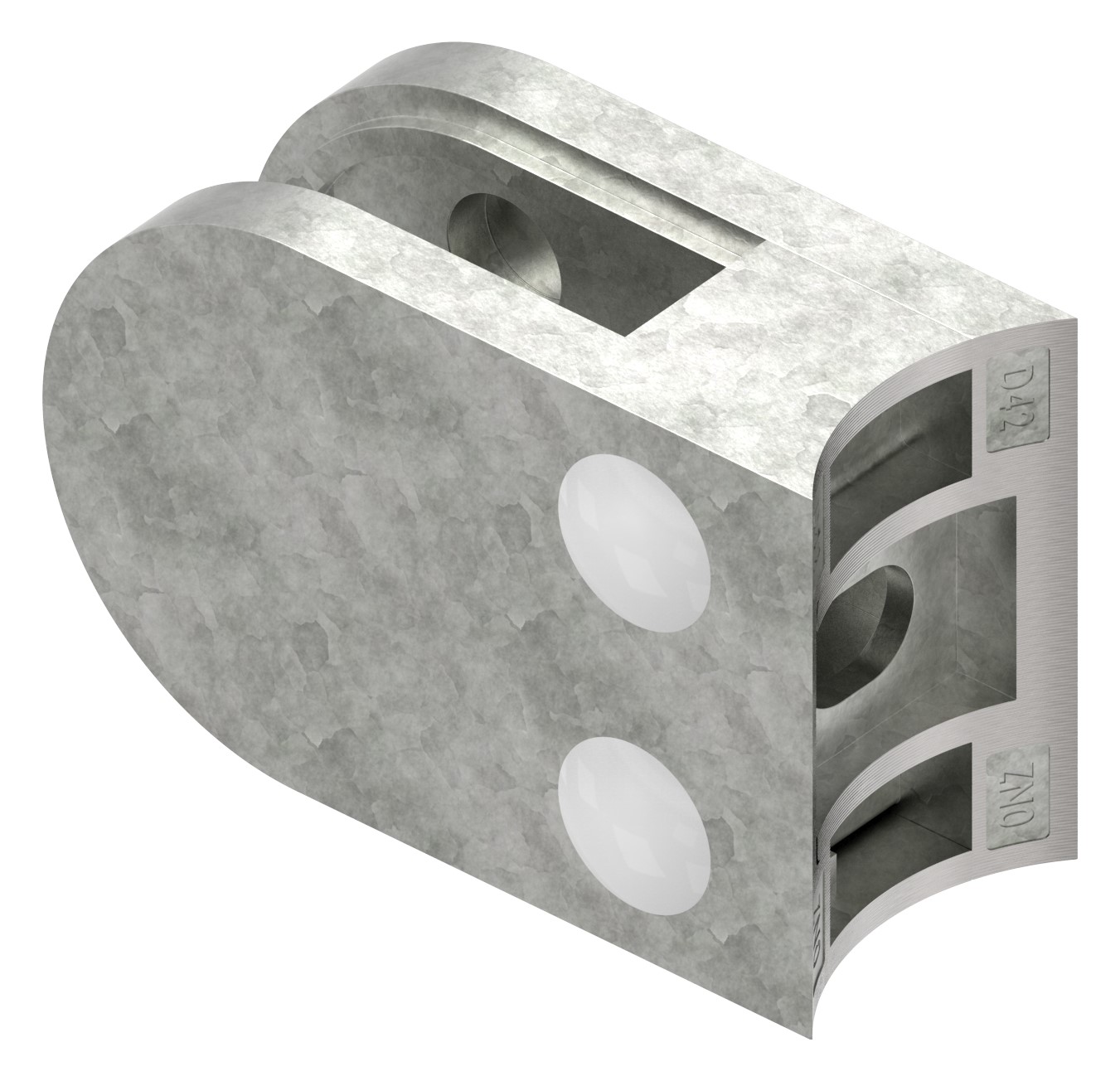 Glasklemme Mod. 12, Anschluss: 42,4mm, Zink roh Glasklemme Mod. 12, Anschluss: 42,4mm, Zink roh