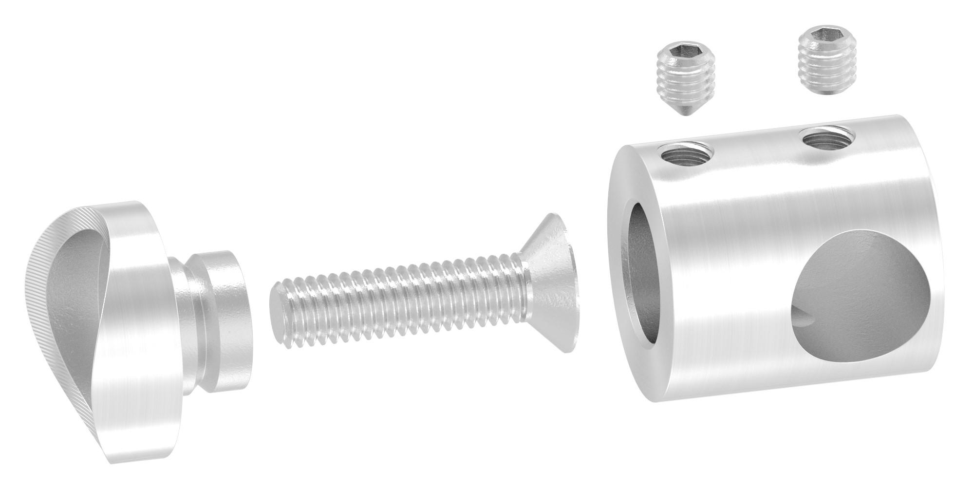 Querstabhalter für 33,7mm Rohr, Sackloch rechts 12,2mm, V2A