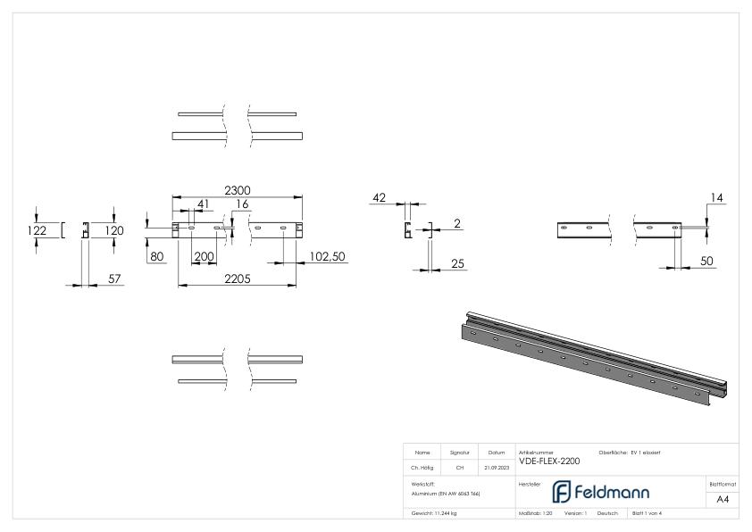 FLEX:MOUNT PRO Profil-Set für eleganza canopy Vordach 2200