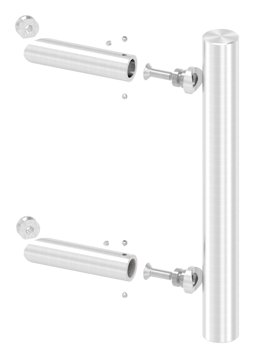 Stoßgriff inkl. Halter mit 45° Schräge 45° mit L: 300mm, V2A Stoßgriff inkl. Halter mit 45° Schräge 45° mit L: 300mm, V2A