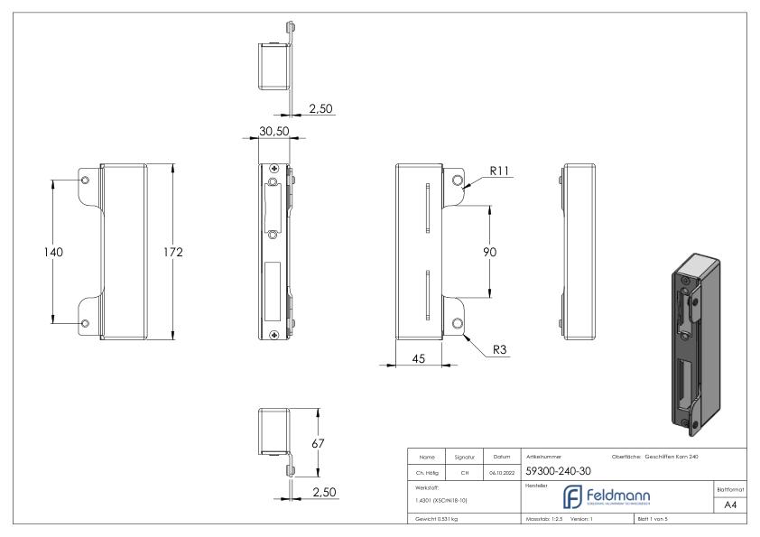 Edelstahlgegenkasten eckig, für Abstand 72mm, zum Anschweißen, 30mm, V2A
