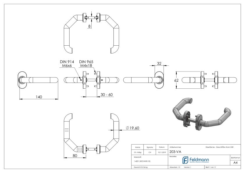 Türdrücker-Paar, V2A