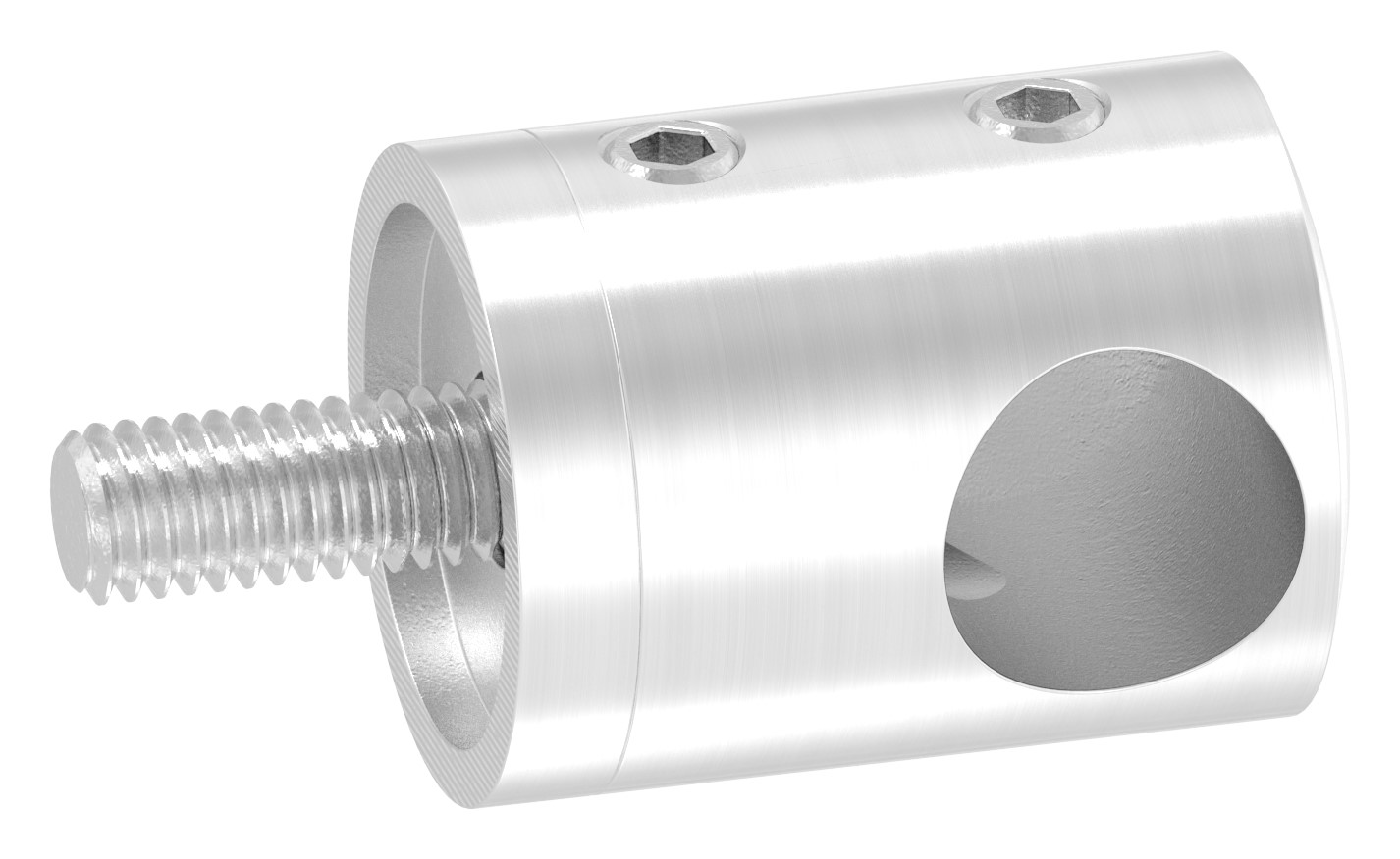 Querstabhalter für geraden Anschluss, Sackloch rechts 12,2mm, V2A