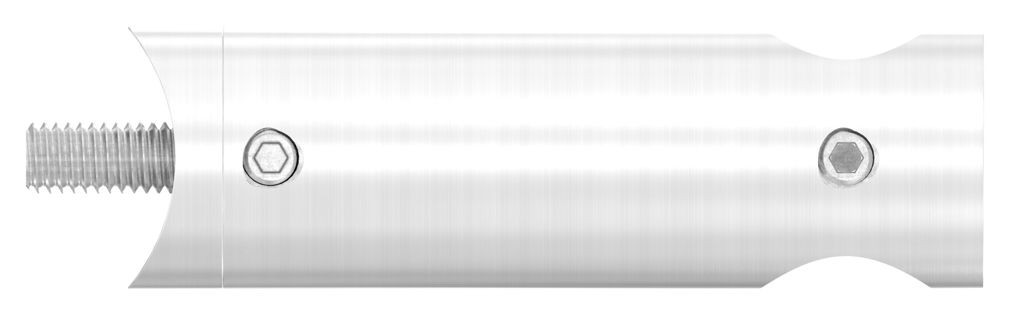 Querstabhalter verlängert, mit Durchgangsbohrung für 33,7mm Rohr, 14,2mm Bohrung, V2A