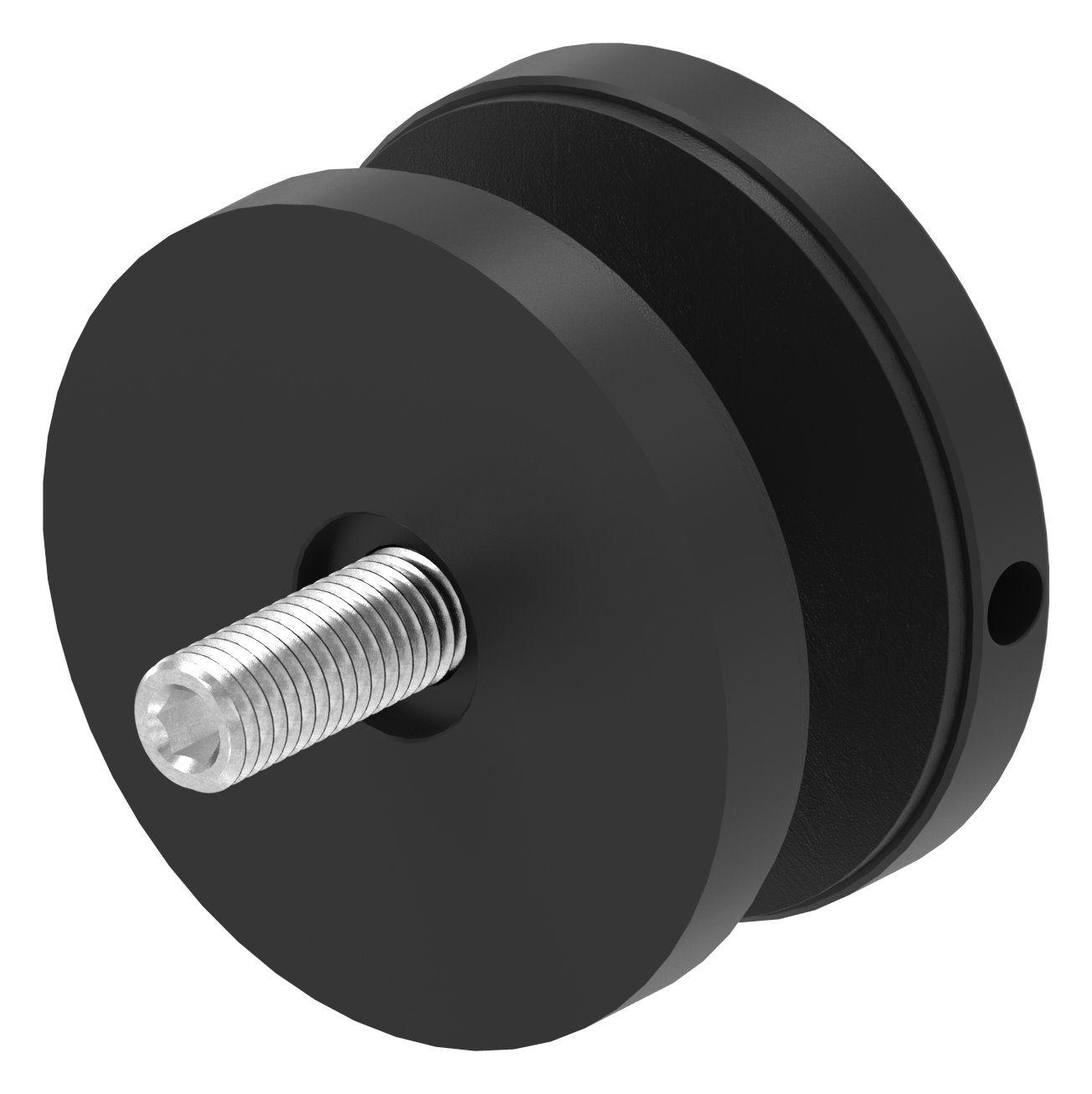 Glaspunkthalter 62mm, Anschluss: flach, V2A, pulverbeschichtet in RAL 9005 schwarz matt