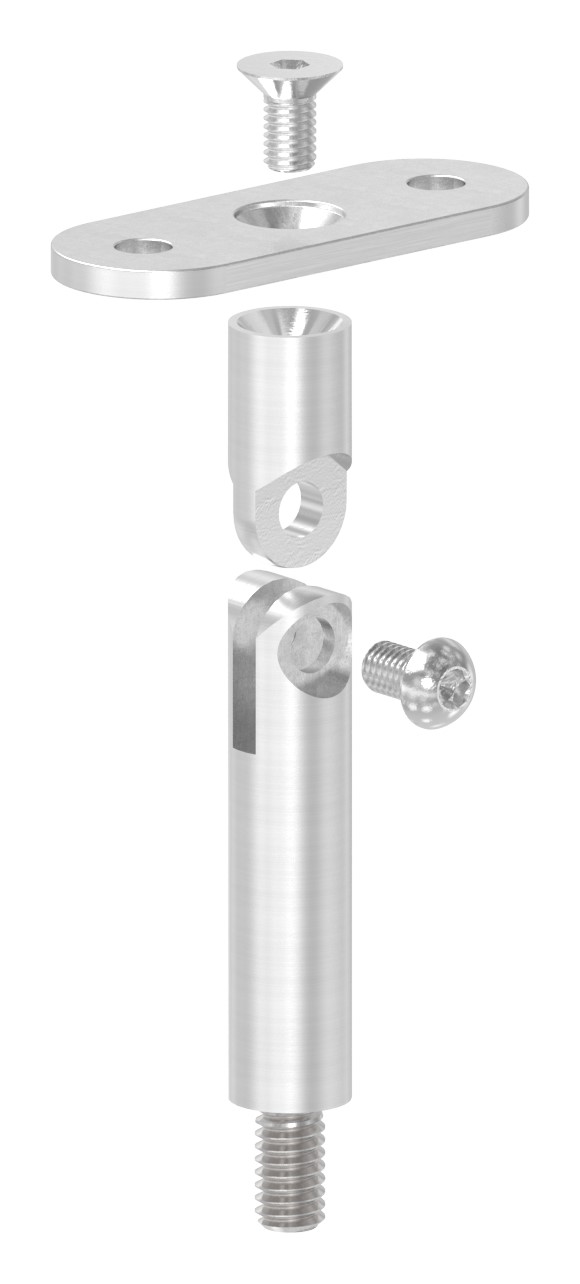 Gelenkstift mit Handlaufanschlussplatte flach, V2A Gelenkstift mit Handlaufanschlussplatte flach, V2A