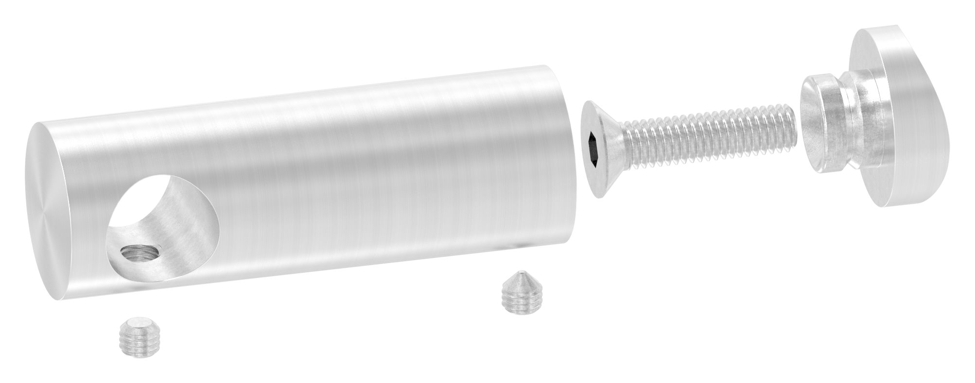 Querstabhalter verlängert, mit Durchgangsbohrung für 42,4mm Rohr, 14,2mm Bohrung, V2A